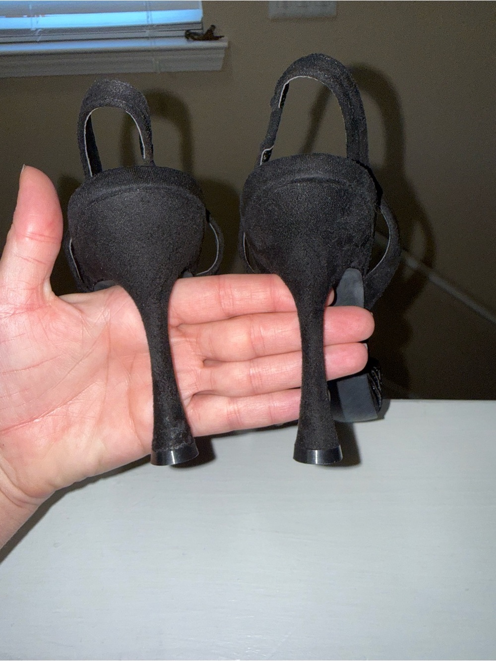 Fashion Nova Black Ribbed Pointed Slingback Heels - Picture 6 of 9
